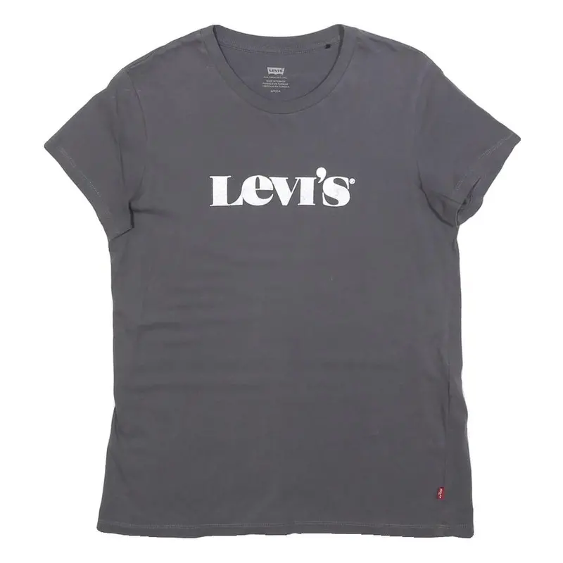Levi's Womens Grey Graphic T-Shirt S Short Sleeve Crew Neck Cotton Blend 1