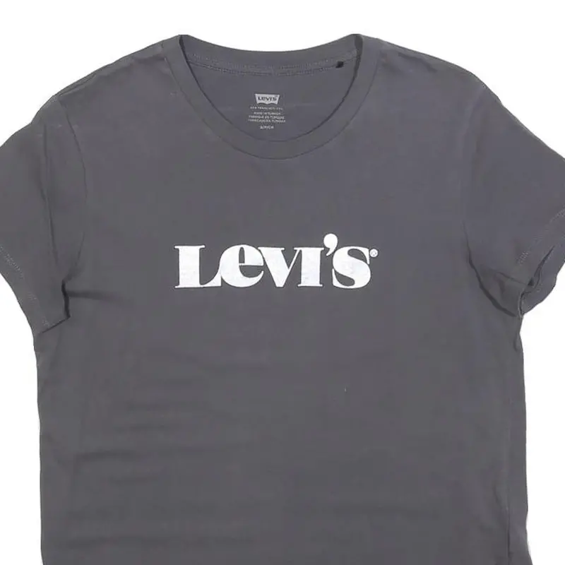Levi's Womens Grey Graphic T-Shirt S Short Sleeve Crew Neck Cotton Blend 2