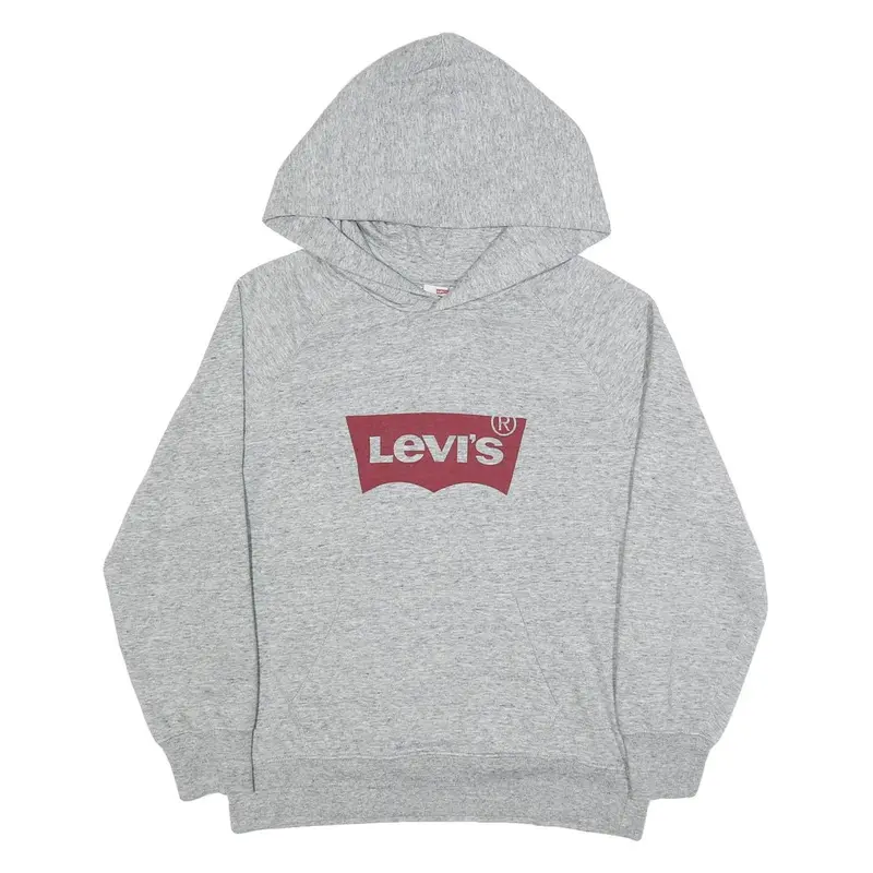 Levi's Womens Grey Hoodie S Cotton Blend Sweatshirt Casual Logo Pullover 1
