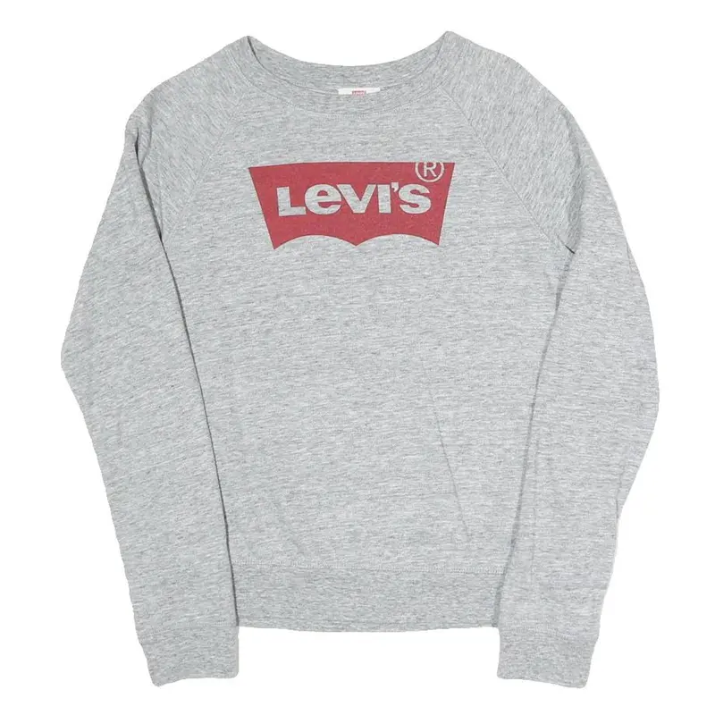 Levi's Womens Grey Sweatshirt Crew Neck S Cotton Blend Pullover Logo Print 1