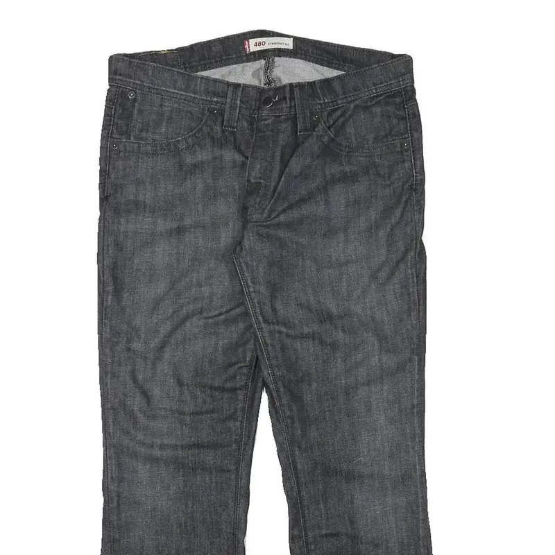 Levi's Womens Jeans Black Regular Straight Denim Dark W33 L27 Zip Cotton Blend 2