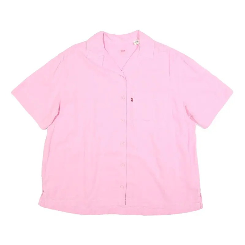 Levi's Womens Pink Cotton Blend Shirt S Casual Summer Button Pocket 1
