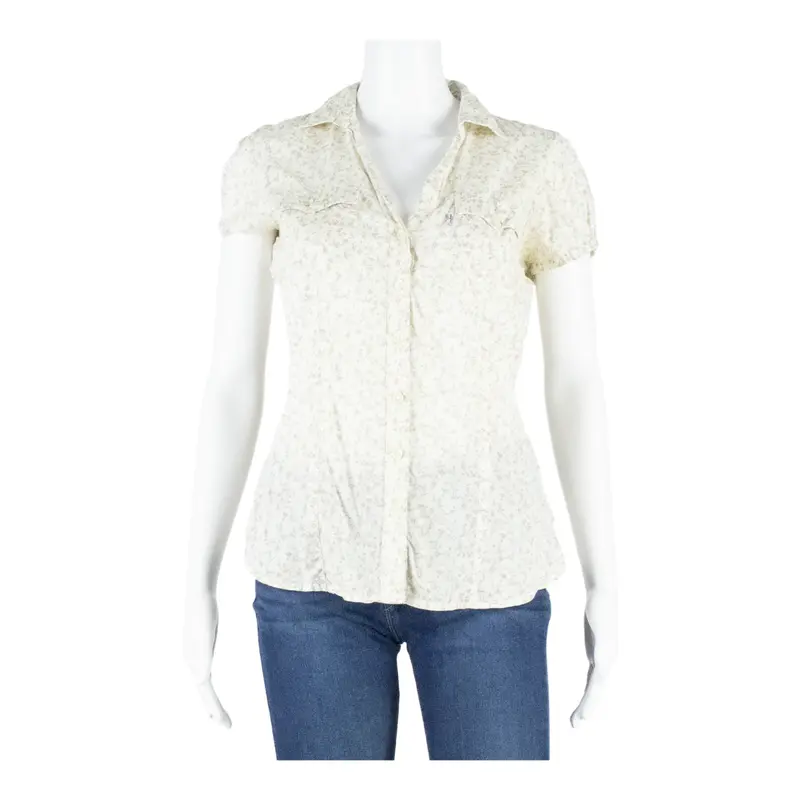 Levi's Womens Printed Blouse Beige V-Neck Floral S 1