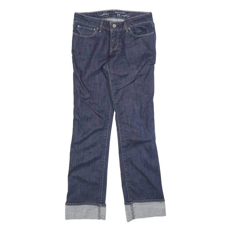 Levi's Womens Regular Blue Denim Rinse Fit Straight Leg Jeans W28 L30 Cuffed 1
