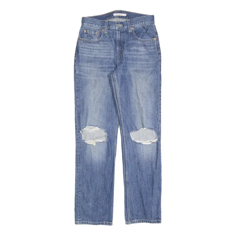 Levi's Womens Regular Blue Denim Stone Wash W29 L31 Distressed Zip Jeans 1
