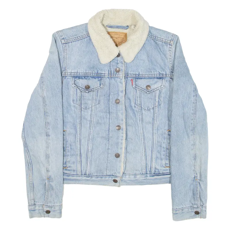 Levi's Womens Sherpa Lined Denim Jacket Blue Xs 1