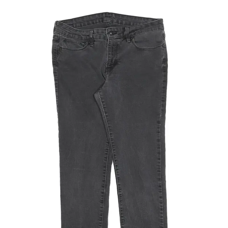 Levi's Womens Slim Black Denim Raw Slim Skinny Jeans W30 L34 Stylish 2