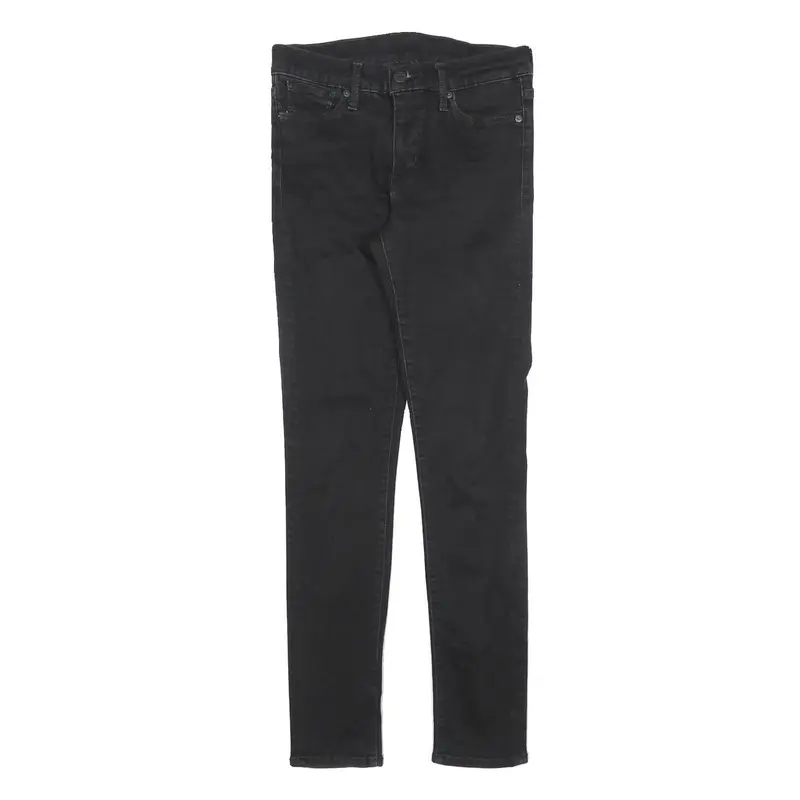 Levi's Womens Slim Black Denim Slim Fit Jeans W28 L30 Cotton Blend Zip 1