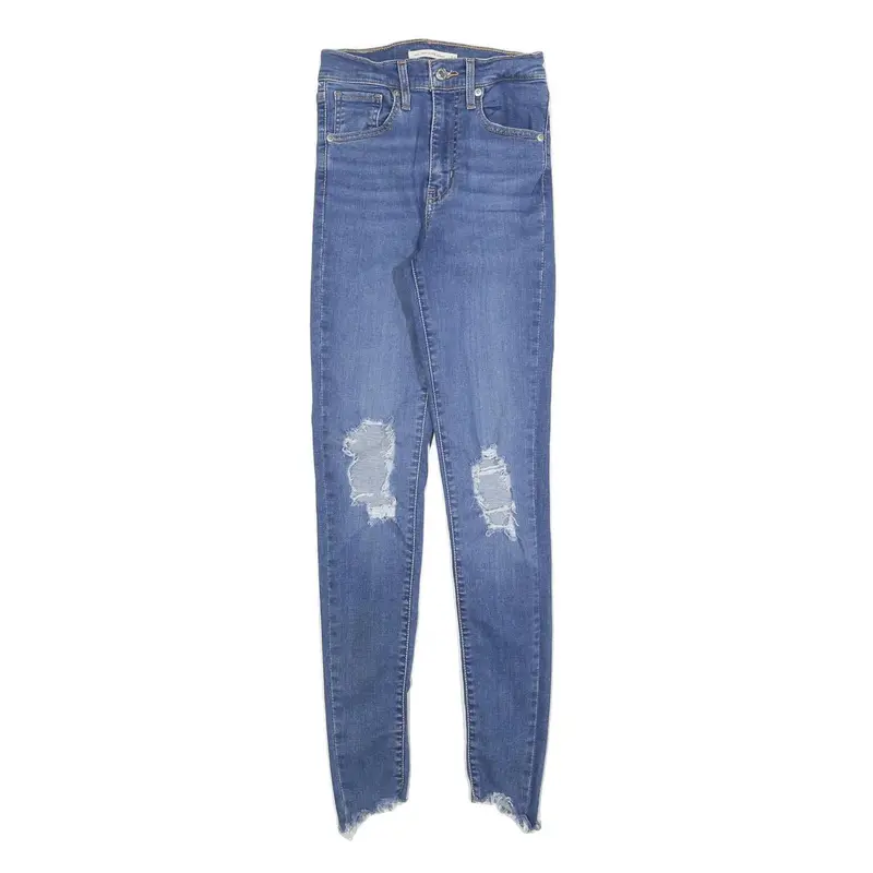 Levi's Womens Slim Blue Skinny Denim Light W24 L28 Ripped Distressed Jeans 1