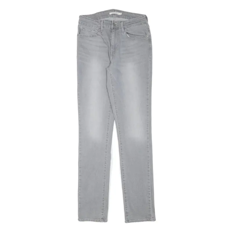 Levi's Womens Slim Grey Denim Light Wash Jeans W26 L30 Straight Cotton Blend Zip 1