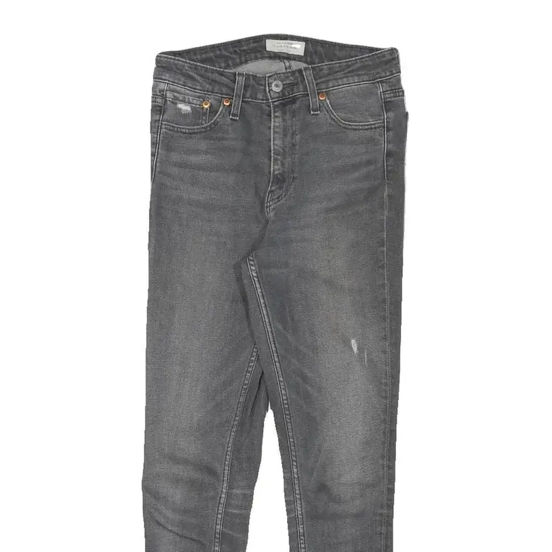 Levi's Womens Slim Grey Denim Raw Hem Zip W27 L27 Stylish Cotton Blend Jeans 2