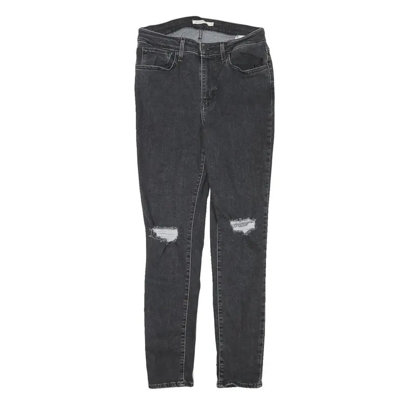 Levi's Womens Slim Skinny Black Denim W27 L28 Ripped Distressed Jeans Cotton 1