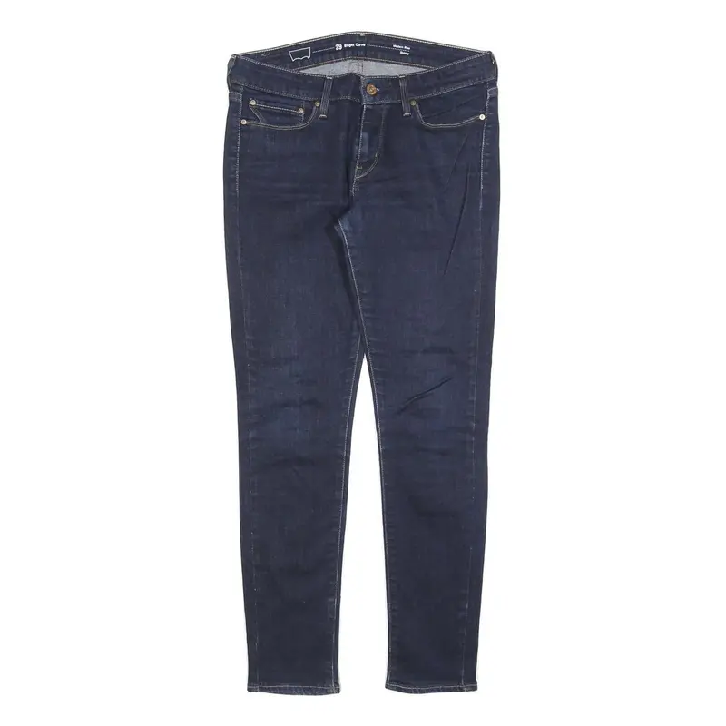 Levi's Womens Slim Skinny Denim Dark Blue Cotton Blend Zip W29 L28 Stretch Jeans 1