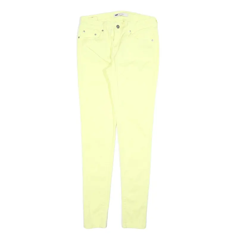Levi's Womens Slim Yellow Cotton Blend Trousers W28 L30 Zip Closure Skinny Fit 1
