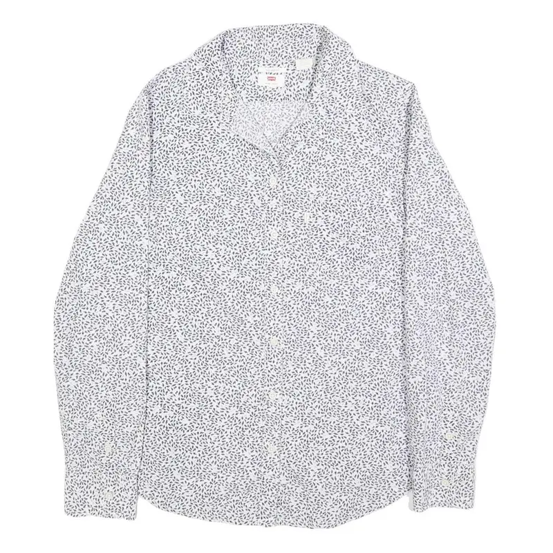 Levi's Womens White & Black Printed Shirt M Long Sleeve Cotton Casual 1
