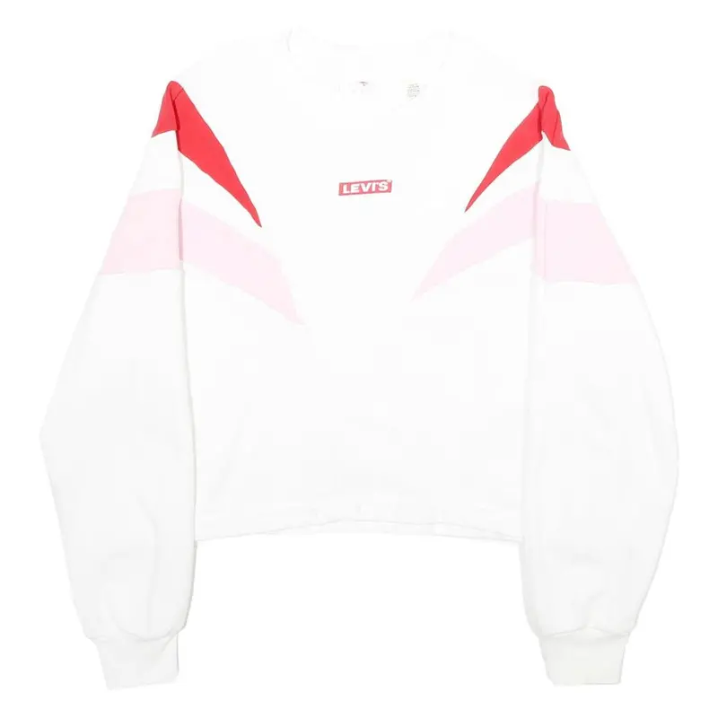 Levi's Womens White & Pink & Red Sweatshirt Crew Neck Xs Cotton Blend Pullover 1