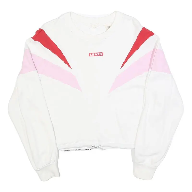 Levi's Womens White & Red & Pink Sweatshirt Crew Neck Xs Cotton Blend Casual 1