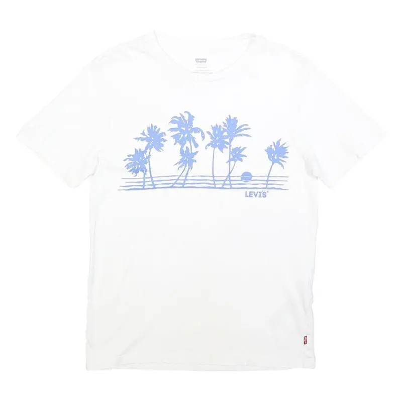 Levi's Womens White T-Shirt Xs Short Sleeve Crew Neck Palm Tree Graphic 1