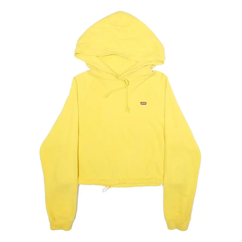 Levi's Womens Yellow Hoodie S Cotton Blend Drawstring Casual Sweatshirt 1