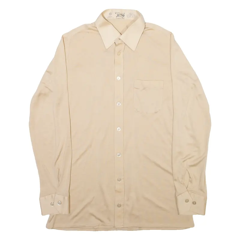 Libero Mens Plain Shirt Beige Long Sleeve S 1