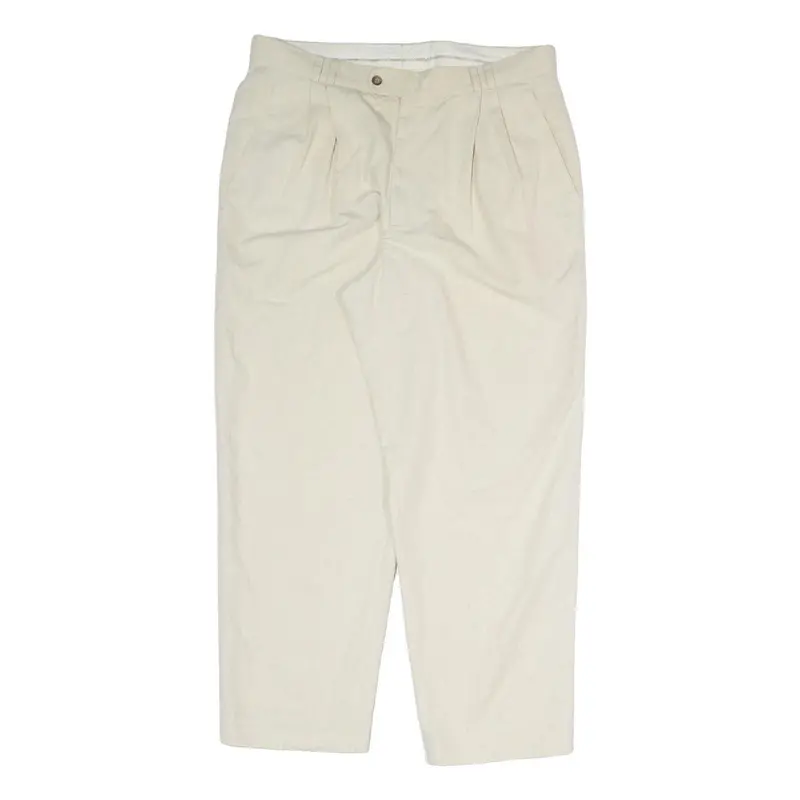 Liberty Mens Cream Cotton Blend Regular Fit Straight Trousers W38 L30 Classic 1