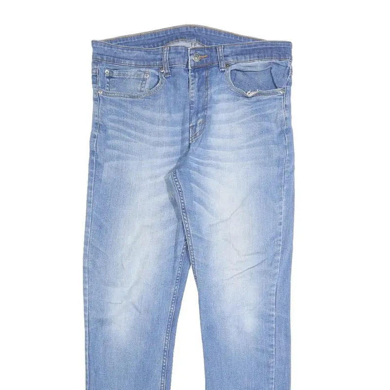 Light Blue Womens Slim Jeans Denim Stone Wash W34 L30 Zip Closure 2