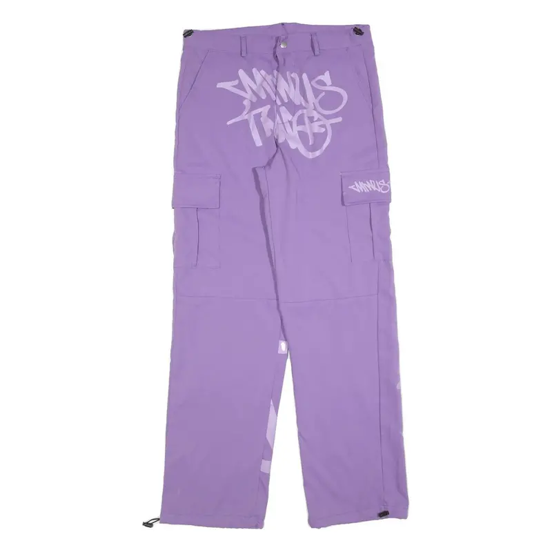 Lilac Womens Relaxed Cargo Trousers W32 L32 Zip Polyester Blend Casual 1