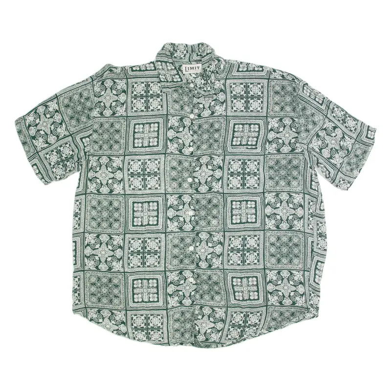 Limit Mens Shirt Green Viscose Crazy Pattern S 1