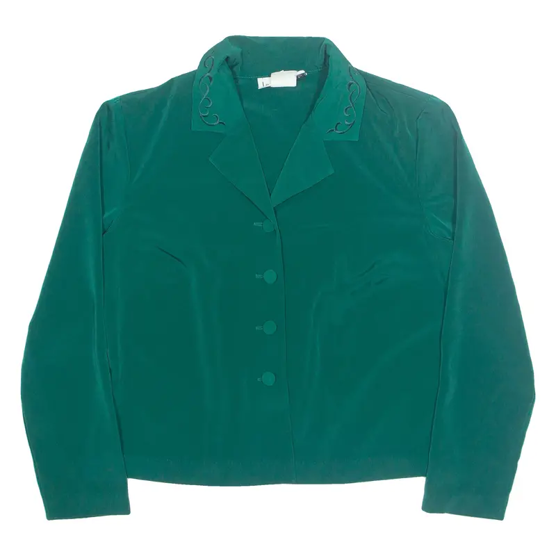 Lindsey Scott Womens Shirt Green Collared Long Sleeve M 1
