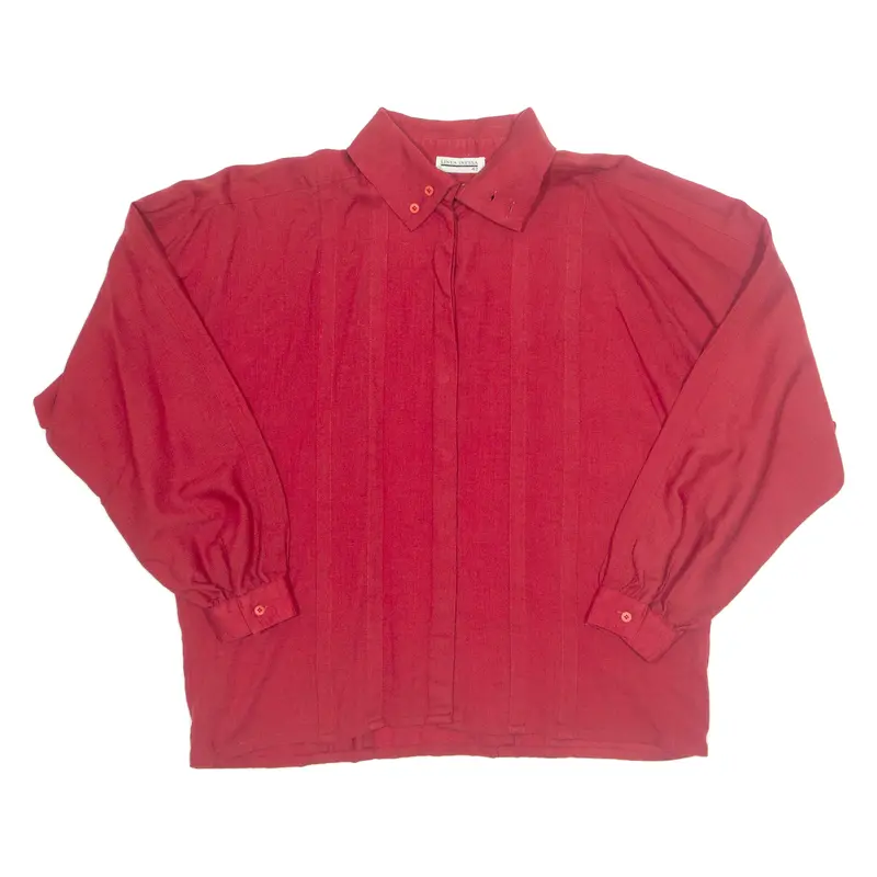 Linea Inessa Womens Oversized Shirt Red Collared Long Sleeve M 1