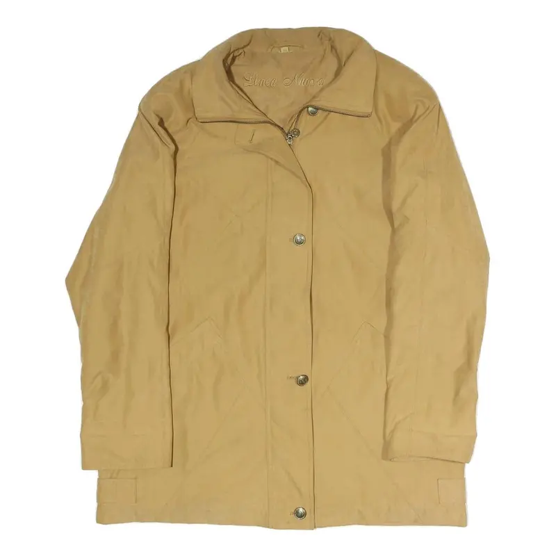 Linea Nuova Womens Beige Button Jacket Xl Polyester Blend Plain Classic Stylish 1