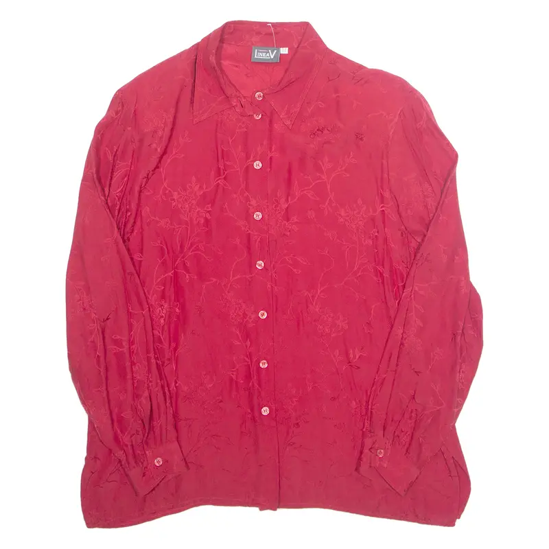 Lineav Womens Printed Blouse Red Long Sleeve Floral Xl 1