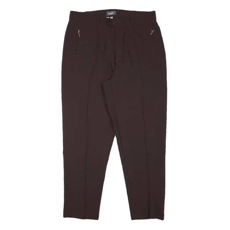 Lineav Womens Relaxed Brown Polyester Blend Trousers W34 L28 Zip Closure 1