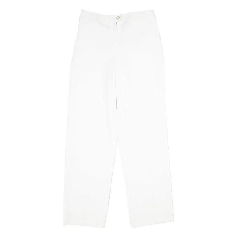 Lingara Womens White Regular Fit Straight Leg Trousers W28 L34 Zip Closure 1