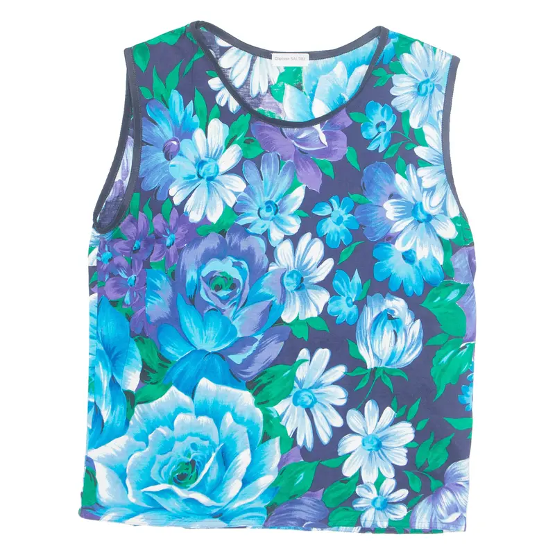 Liola Womens Printed Top Blue Sleeveless Floral L 1