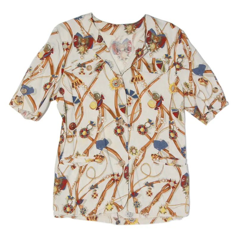 Liola Womens Shirt Beige Viscose Crazy Pattern L 1