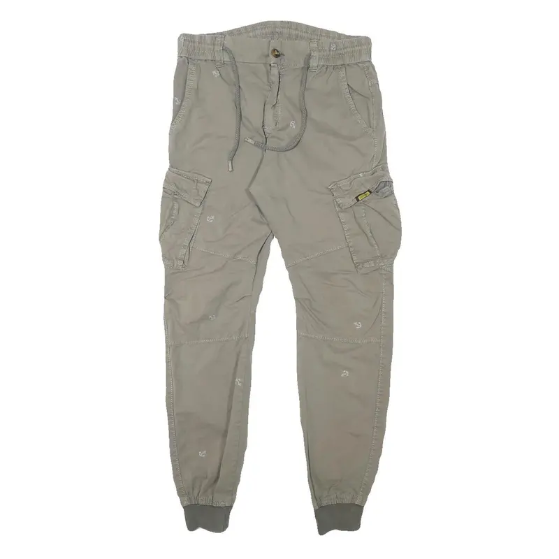 Lionel Mens Cotton Blend Beige Relaxed Cargo Jogger Trousers W29 L27 Casual 1