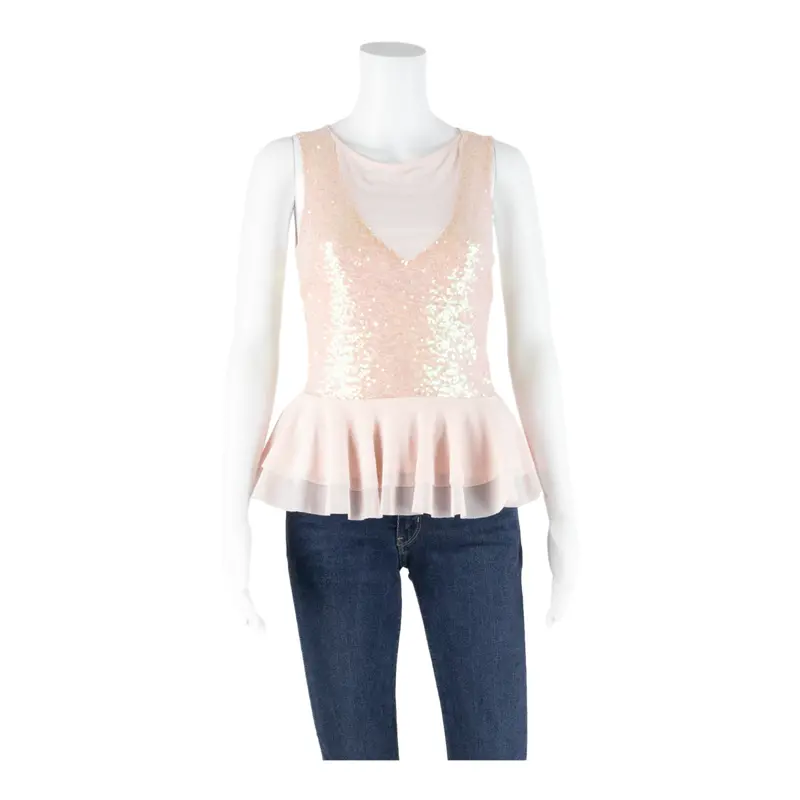 Lipsy London Sequins Womens Smock Top Pink Sleeveless Uk 10 1