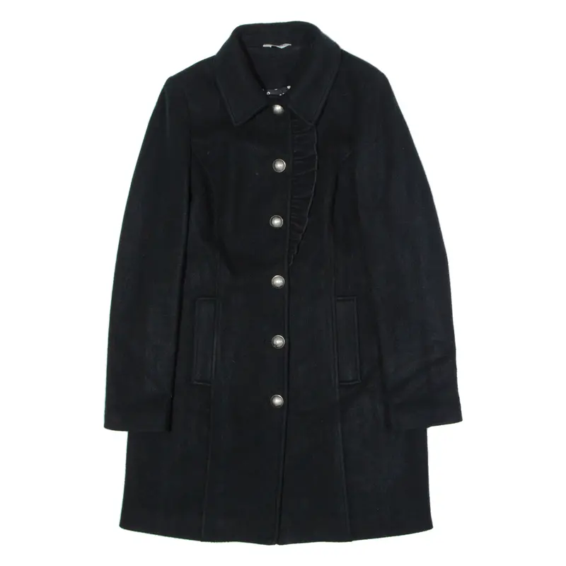 Liu Jo Womens Overcoat Coat Black Flannel Wool S 1