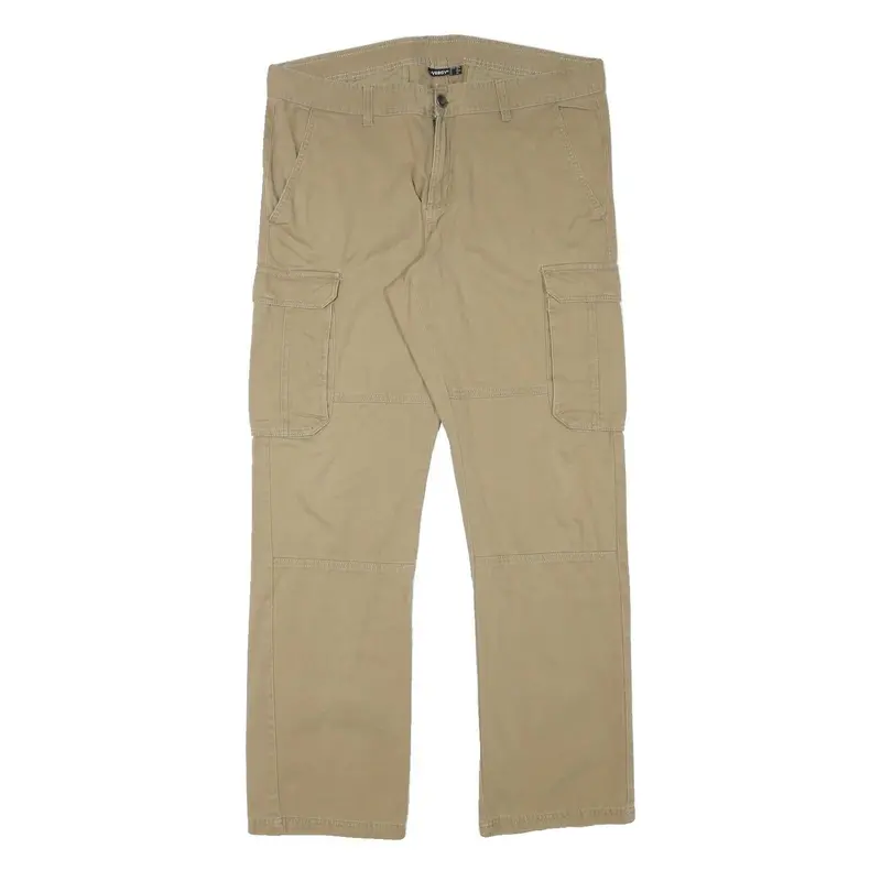 Livergy Mens Regular Fit Beige Cotton Blend Cargo Trousers W37 L33 Casual 1