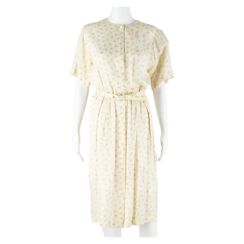 Liz Claiborne Womens Day Dress Beige Silk Crazy Pattern Knee Length M 1