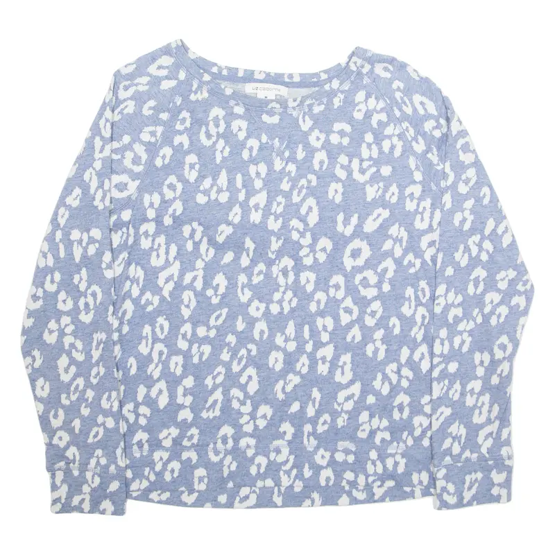 Liz Claiborne Womens Printed Blouse Blue Long Sleeve Animal Print M 1