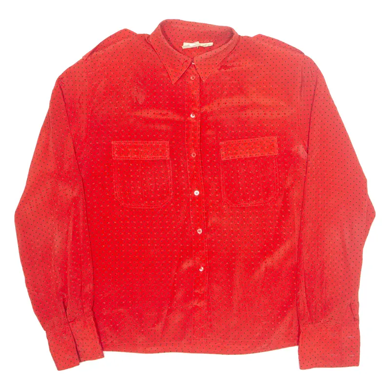 Liz Clairborne Womens Shirt Blouse Red Long Sleeve Spotted M 1