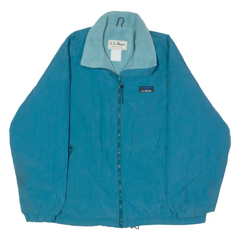 Ll Bean Fleece Lined Mens Jacket Blue 90S M 1