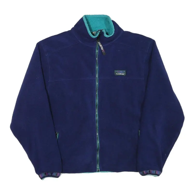 Ll Bean Womens Blue Fleece Jacket M Polyester Blend Zip Casual Outdoor 1