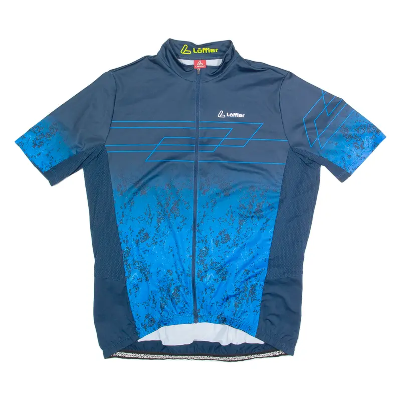 Loffler Cycling Zip Up Mens Jersey Blue High Neck Xl 1