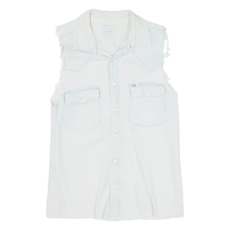 Lois Distressed Womens Denim Shirt Blue Sleeveless S 1