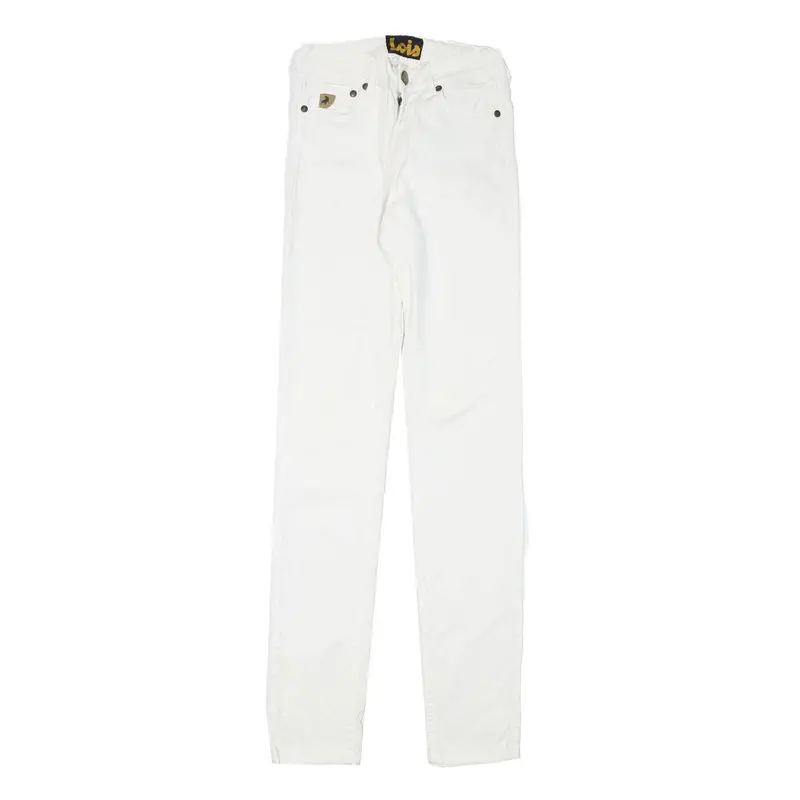 Lois Womens Cotton Blend White Slim Skinny Trousers W23 L31 Stylish Casual Wear 1