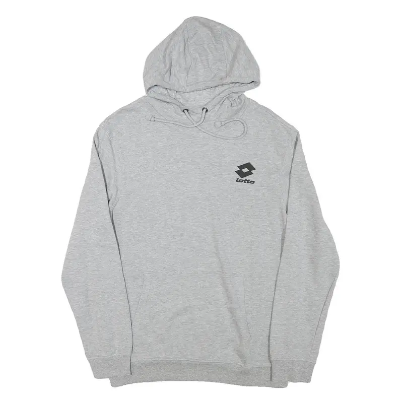 Lotto Mens Grey Pullover Hoodie M Cotton Blend Hooded Sweatshirt 1