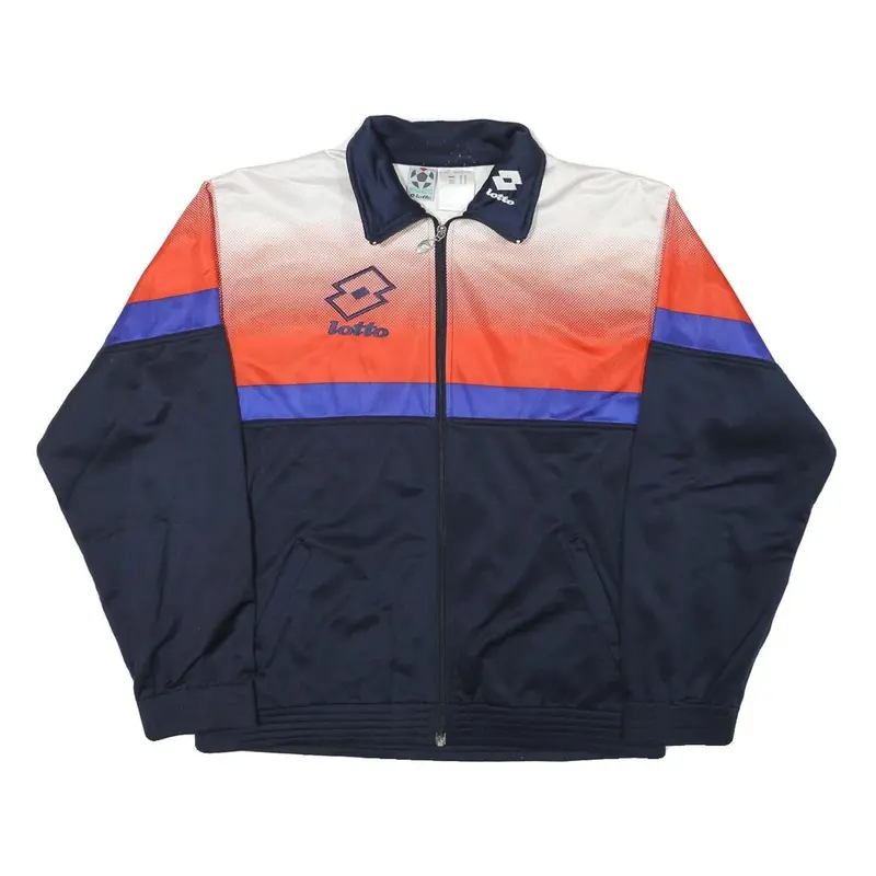 Lotto Mens Navy & Orange Athletic Jacket M Polyester Blend Colourblock Zip 1